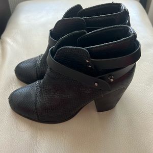 Rag & Bone black snake skin like leather booties